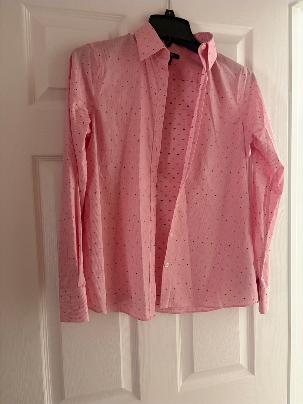 Lands' End Pink Button-Down Shirt with Tiny Dot Print